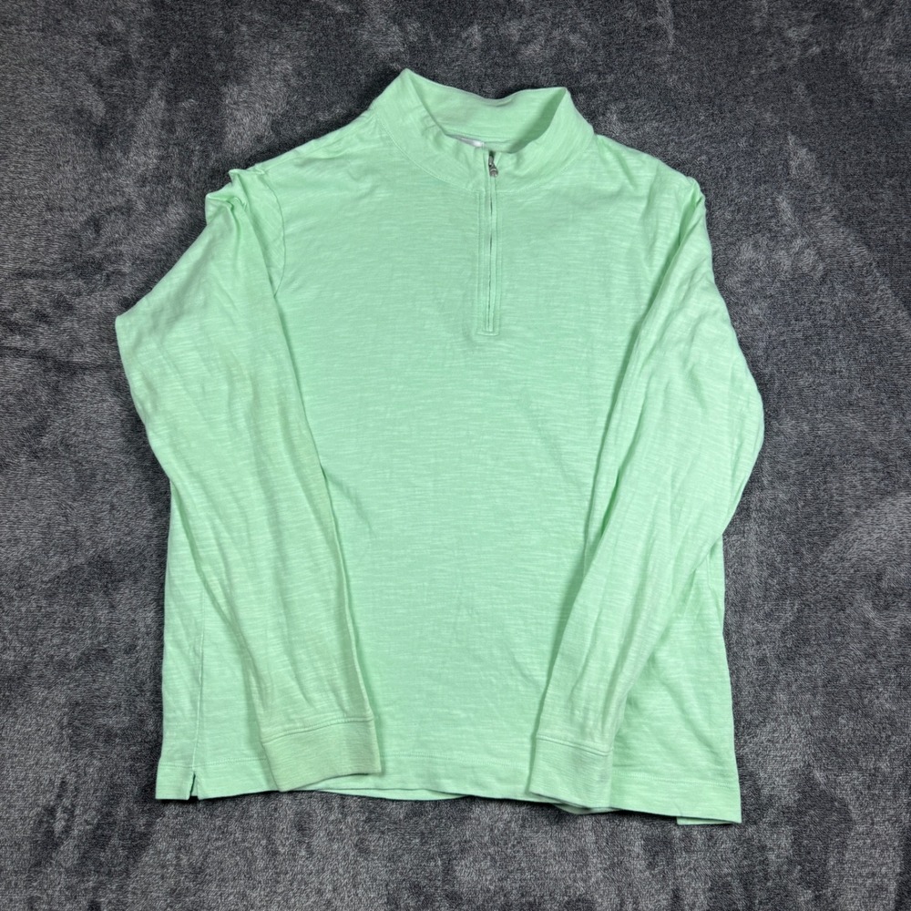 Peter Millar Mens XXL Mint Green 100% Cotton Slub Quarter Zip Pullover Sweater